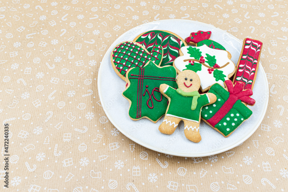 Gingerbread cookies served on a plate Gingerbread cookies served on a plate
