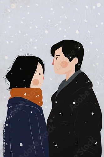 Wallpaper Mural couple in winter Torontodigital.ca