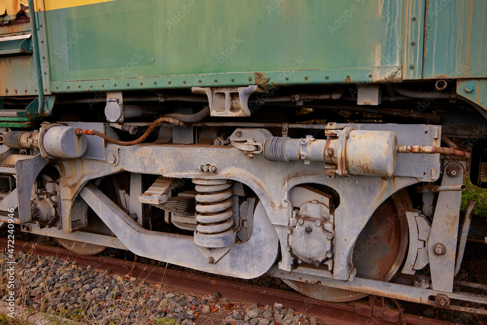 Old locomotive. Machine of a train out of service