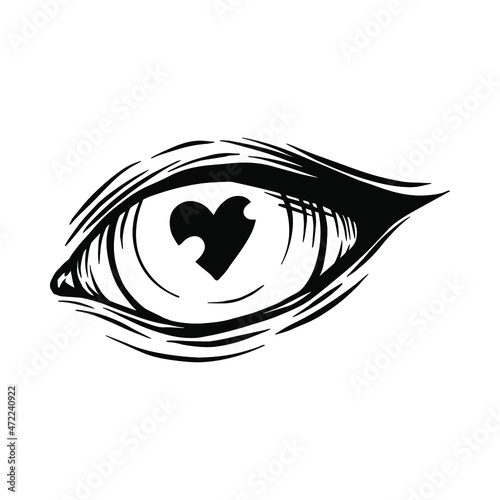 Beautiful eye clipart vector file. An eye with a heart inside the pupil.