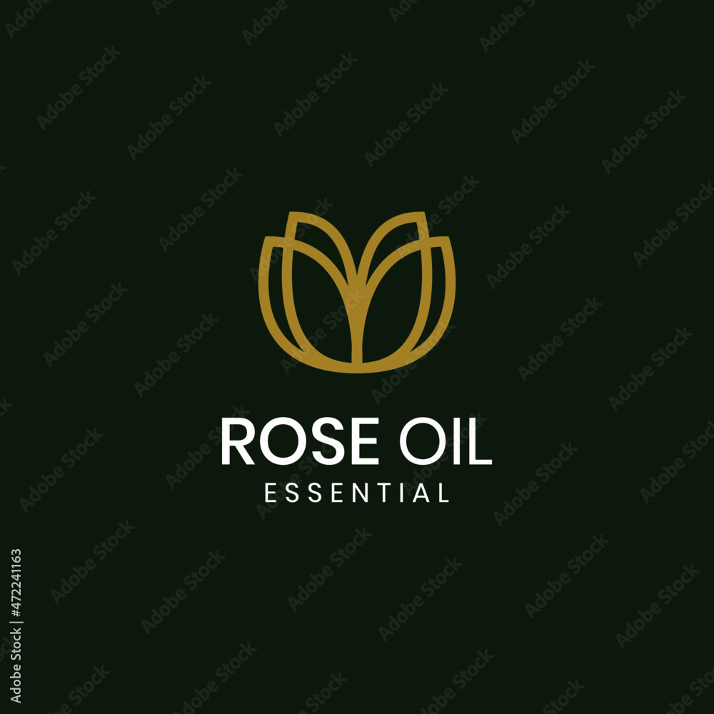 Rose oil logo template with unique concept vector
