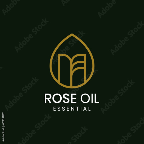 Rose oil logo template with unique concept vector