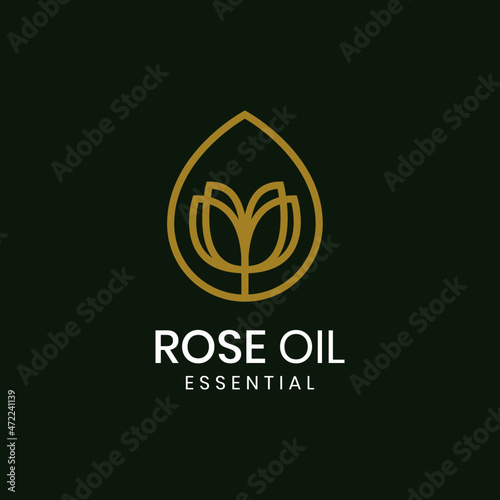 Rose oil logo template with unique concept vector