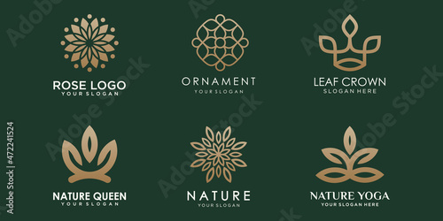 abstract floral ornament logo and icon set. design template vector.