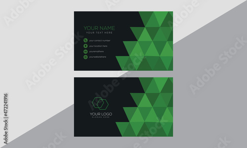 Business card design template modern green and black color
