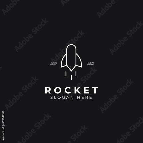 Simple Rocket line logo design