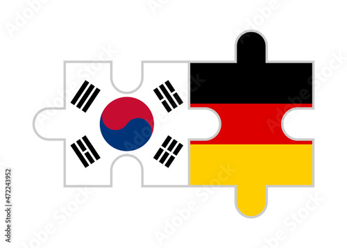 puzzle pieces of korea republic and germany flags. vector illustration isolated on white background