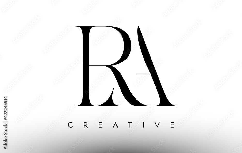 RA Minimalist Serif Modern Letter Logo in Black and White. RA Creative Serif Logo Design Icon Vector RA Minimalist Serif Modern Letter Logo in Black and White. RA Creative Serif Logo Design Icon Vector