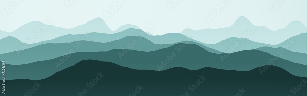 modern light blue hills natural landscape - wide computer graphics texture illustration