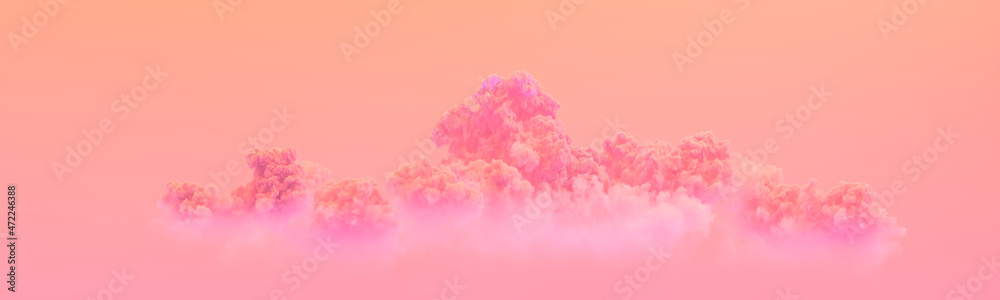 orange panoramic clouds sundown backdrop , creative nature 3D illustration