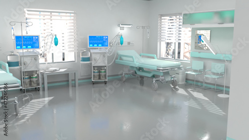 hi-tech clinic room  medical therapy   fictional design creative abstract 3D illustration