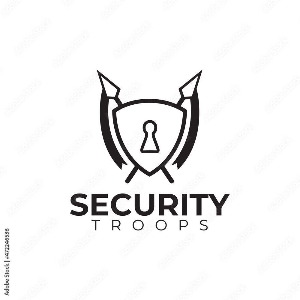 Emblem shield medieval security system logo design Emblem shield medieval security system logo design