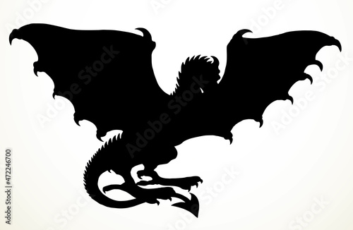 Obraz na plátně Winged dragon. Vector drawing animal