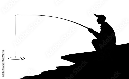 Fotografia Vector drawing. Fisher at the river