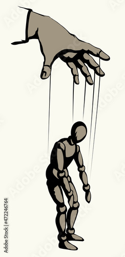Man is a puppet. Vector drawing