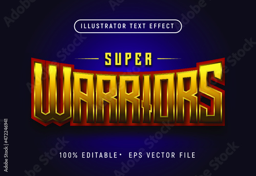 Super Warriors 3d text effect, 3d font style design template