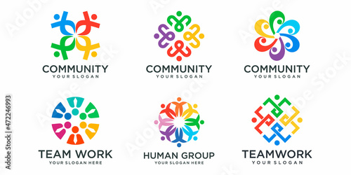 Business People Together logo icon set. logo template can represent unity and solidarity in group