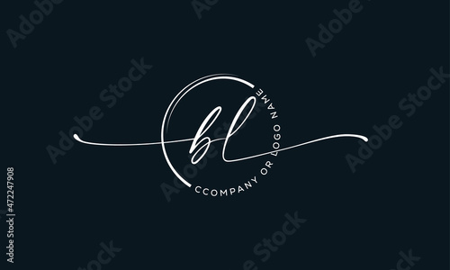 B L Initial handwriting signature logo, initial signature, elegant logo design
vector template.
