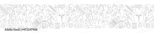 Women health, hygiene and contraception seamless background pattern.