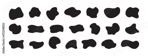 Blob organic irregular shape vector, black random melt spot set isolated on white background. Abstract geometric illustration