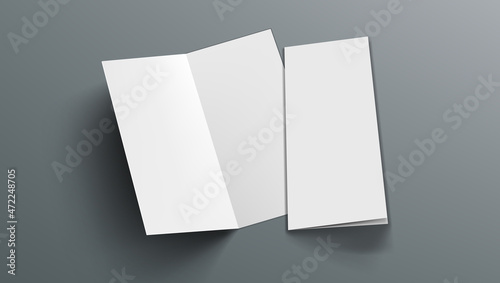 Slim Vertical Half Folded Brochure On Gray