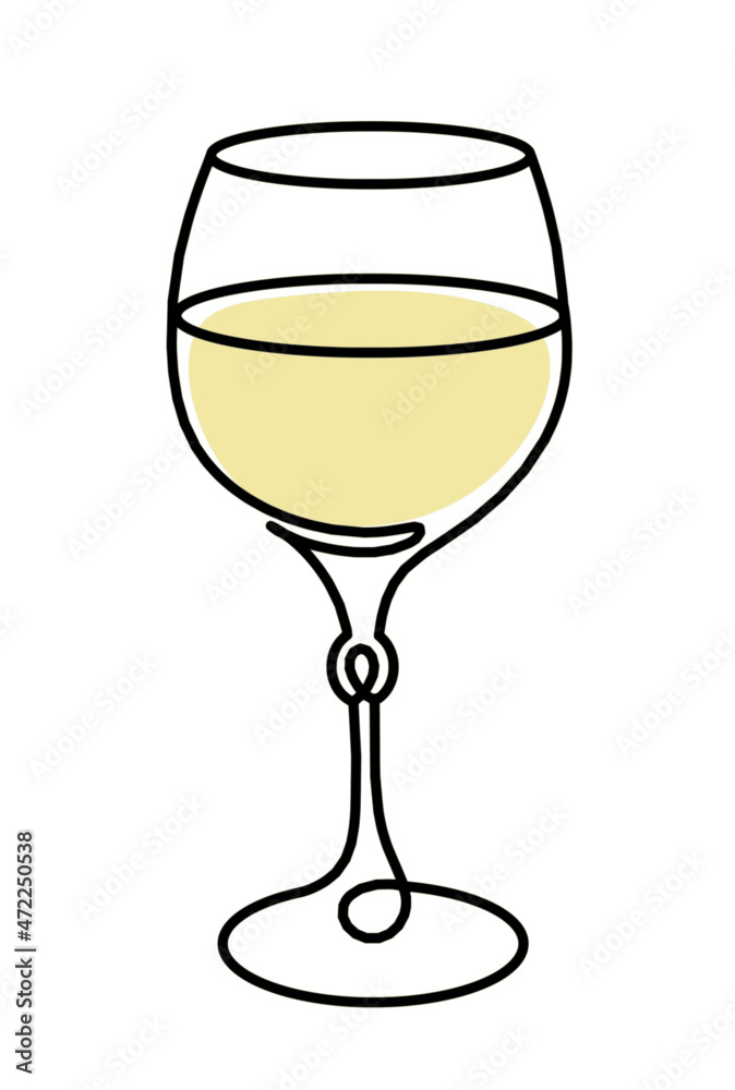 Drawing line wineglass on the white background