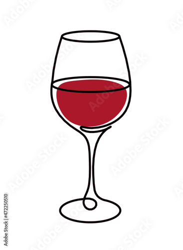 Drawing line wineglass on the white background