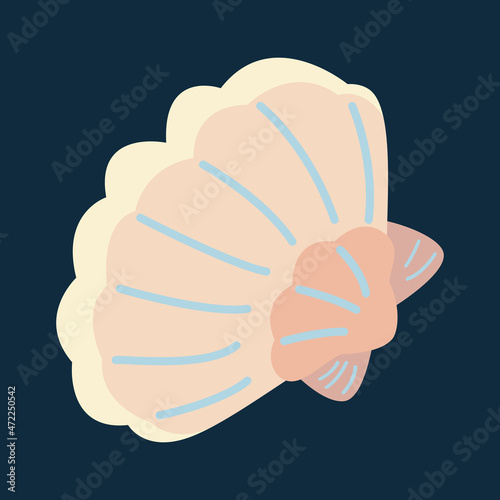 Sea shell in cartoon style. Isolated vector.
