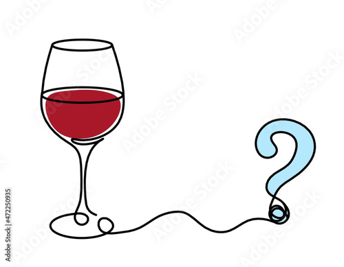 Drawing line wineglass on the white background
