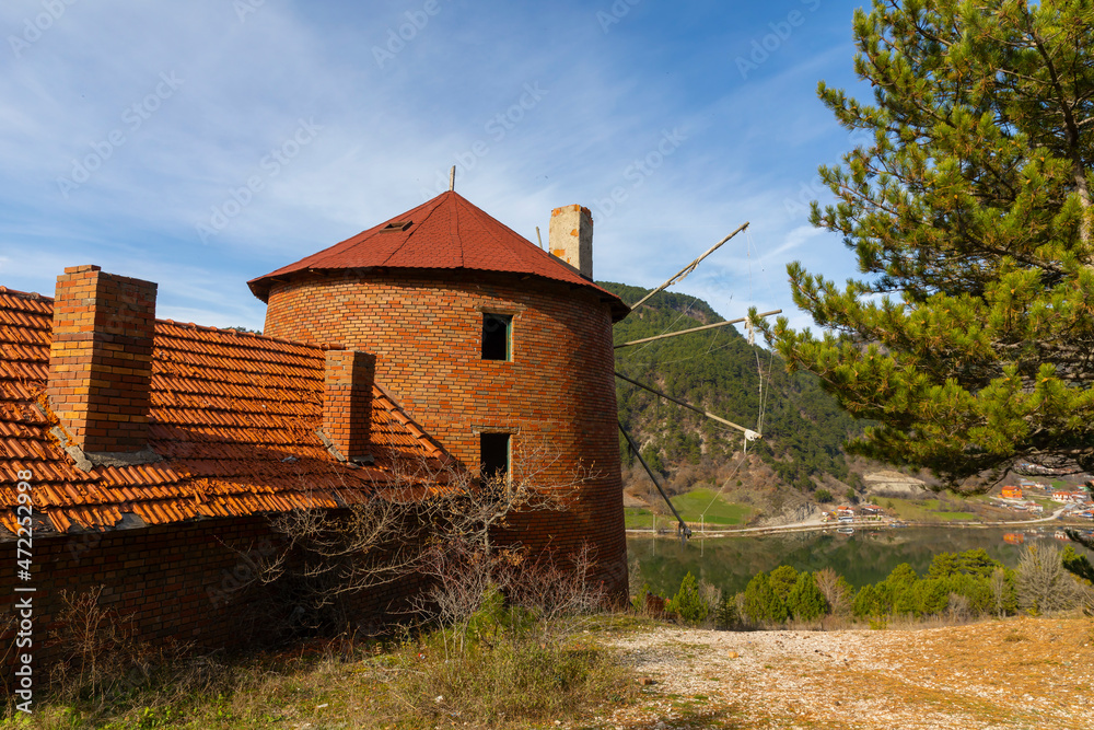 a tile-colored mill in the forest, Bolu, Turkey