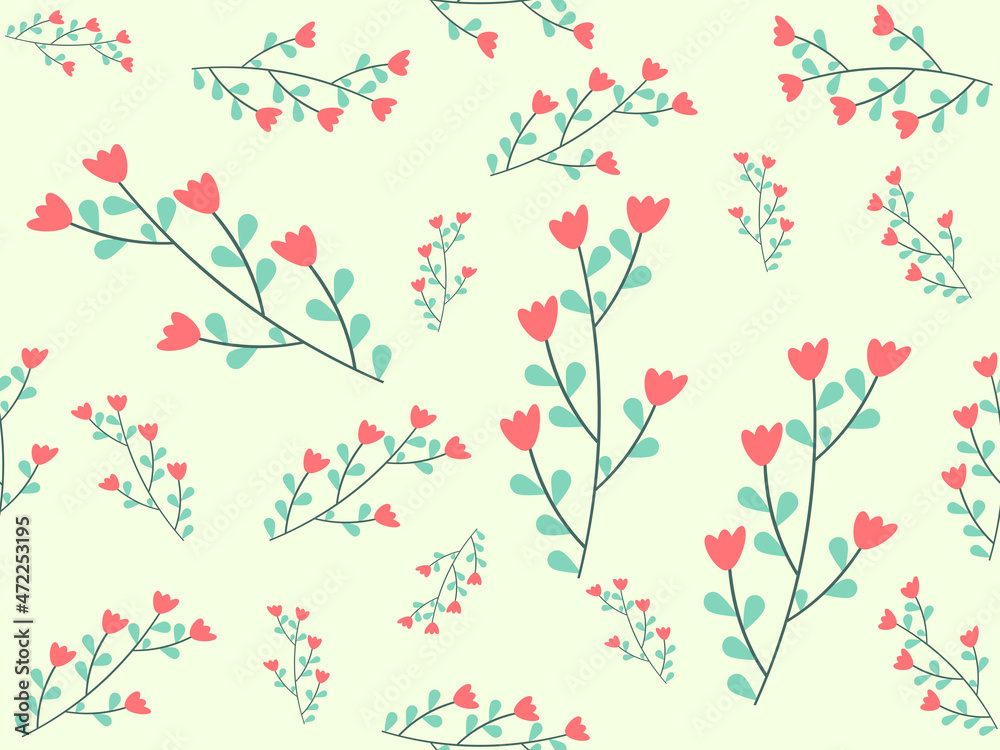 seamless floral pattern on green background