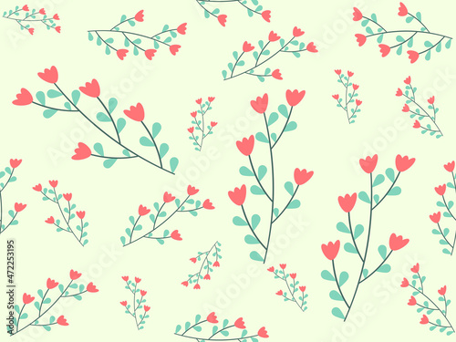 seamless floral pattern on green background © Eakkarach