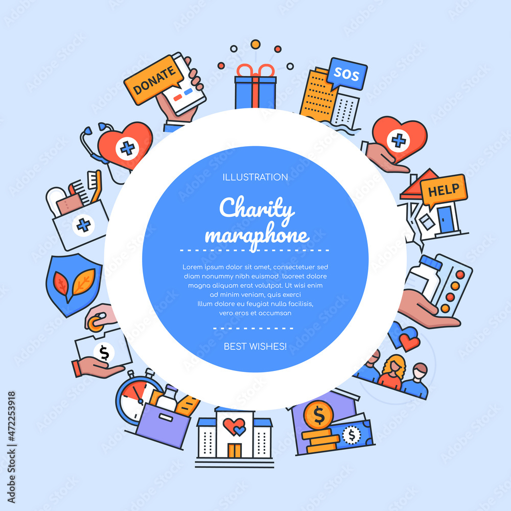 Charity marathon - vector flat design style banner Charity marathon - vector flat design style banner