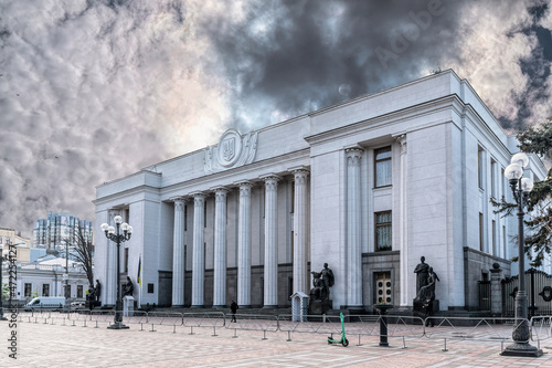 Verkhovna Rada, the Parliament of Ukraine and stormy sky	 photo