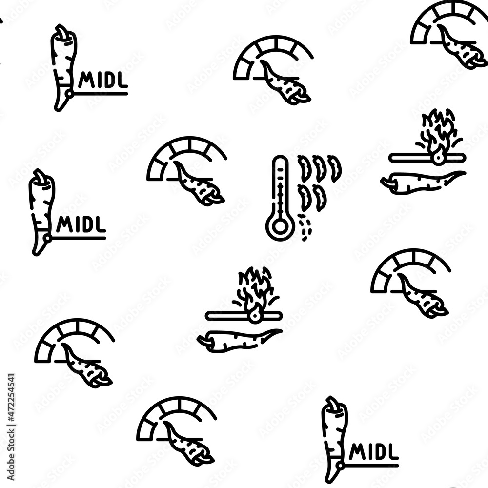 Spicy Pepper Different Scale Vector Seamless Pattern Thin Line Illustration Spicy Pepper Different Scale Vector Seamless Pattern Thin Line Illustration