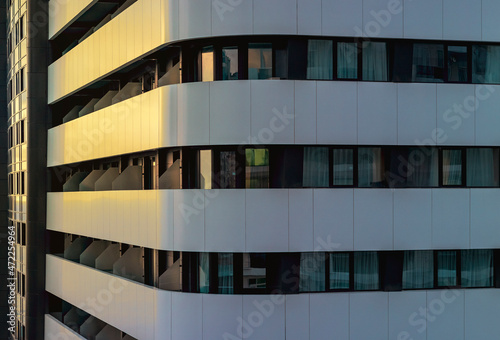 Abstract cityscape: architectural details of modern building, apartment complex