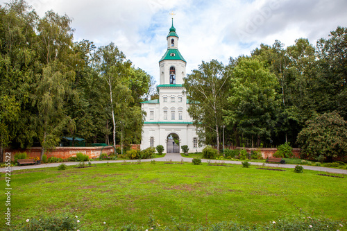 Entrance multi-tiered bell tower in the Baroque style with gates. Bogoroditsky palace and park ensemble. Bogoroditsk. Tula region. Russia photo