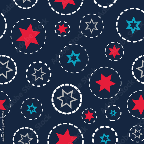 vector basic stars allover blue dots seamless pattern background