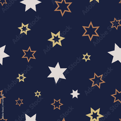 vector basic stars allover metallic blue seamless pattern background