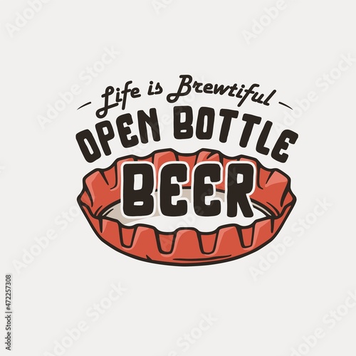 Beer metal cap for print. Original brew design of beer cork for bar