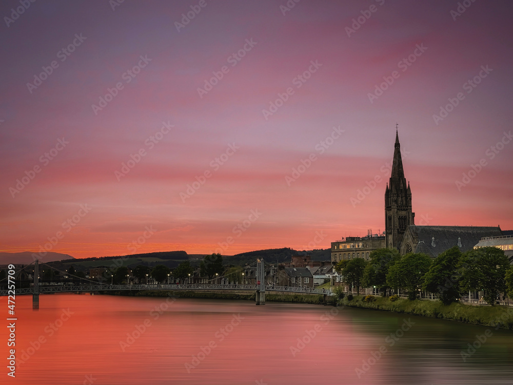 Inverness is known as Scotland's 'Highland Capital'. Greig Street Bridge and Free North Church of Scotland in the background