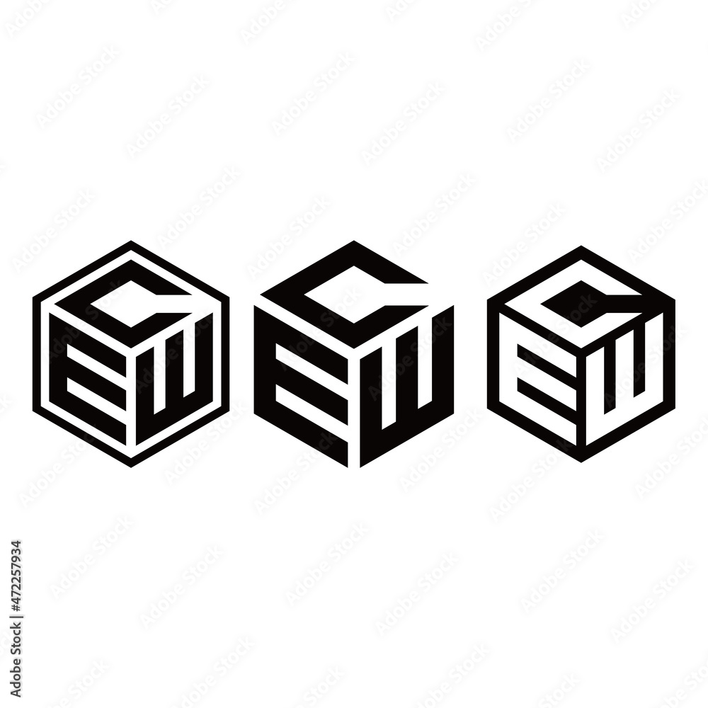 logo icon vector initials E C W