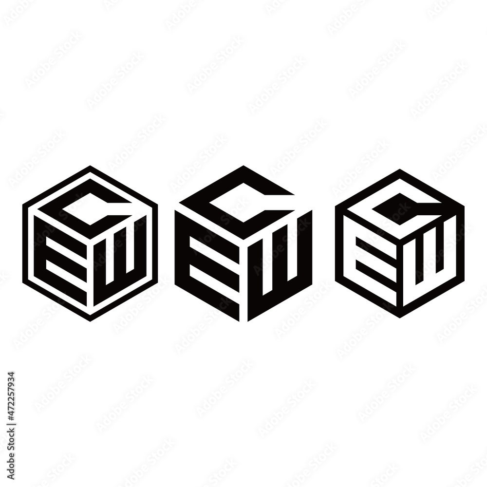 logo icon vector initials E C W logo icon vector initials E C W