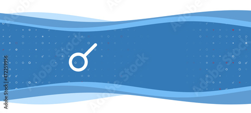 Blue wavy banner with a white astrological connection symbol on the left. On the background there are small white shapes. There is an empty space for text on the right side