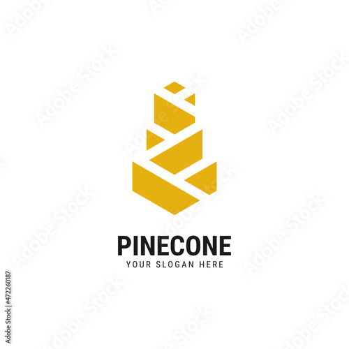 Pine conifer cone luxury elegant logo design vecto