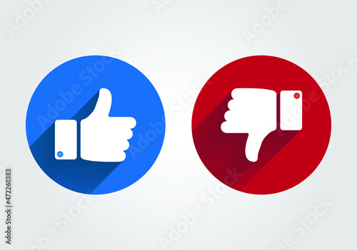 Vector thumbs up and down icon for UI design. Like and unlike icons.