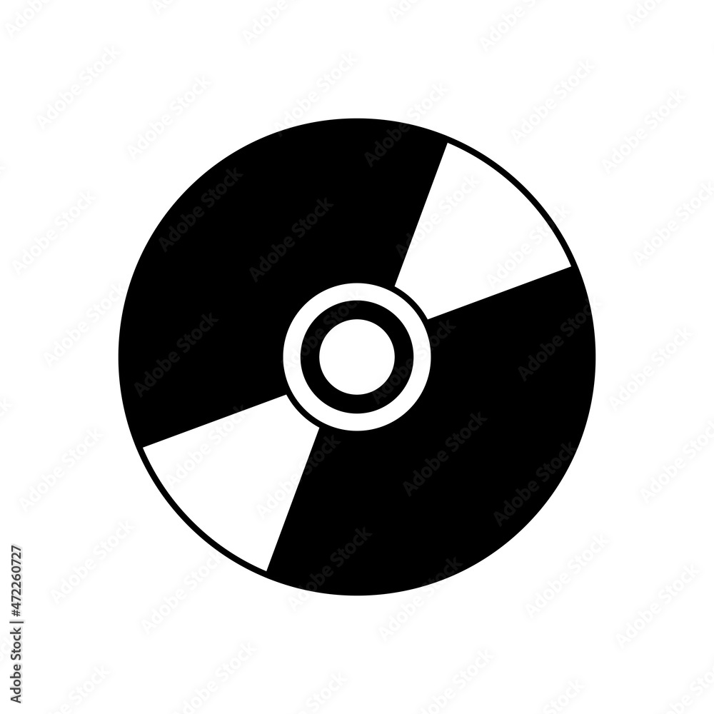 Icon with cd disk on white background. Compact cd. Simple vector icon. Icon with cd disk on white background. Compact cd. Simple vector icon.