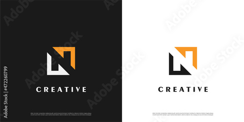letter N logo line arrow design, Minimalist N initial based vector icon