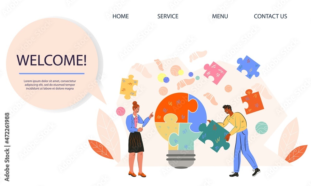 Business solution and teamwork concept of website banner, flat vector illustration. Team building and business cooperation idea for web and presentation page. Business solution and teamwork concept of website banner, flat vector illustration. Team building and business cooperation idea for web and presentation page.