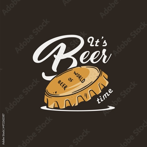 Beer metal cap for print. Original brew design of beer cork for bar